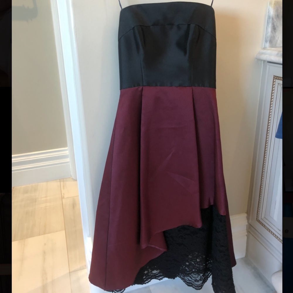 ABS Allen Schwartz maroon & black lace dress